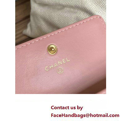 CHANEL 19 Flap Card Holder in lambskin AP1790 PINK 2023