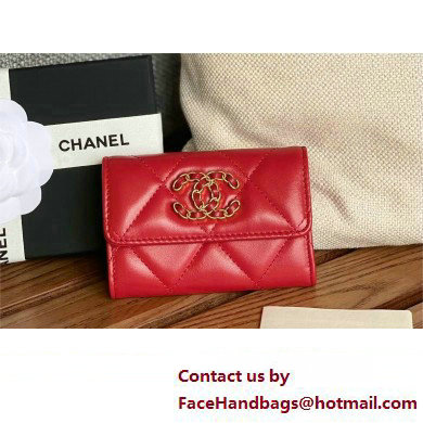 CHANEL 19 Flap Card Holder in lambskin AP1790 RED 2023 - Click Image to Close