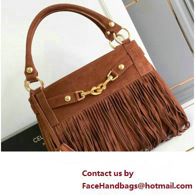 Celine MEDIUM ANNABEL BAG WITH FRINGES in SUEDE CALFSKIN Brown