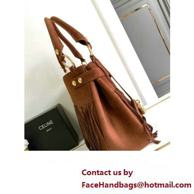 Celine MEDIUM ANNABEL BAG WITH FRINGES in SUEDE CALFSKIN Brown