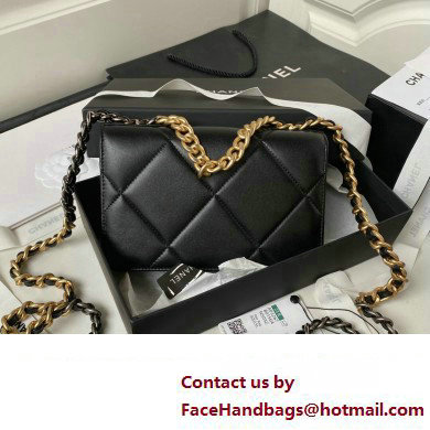 Chanel 19 Shiny Lambskin Wallet On Chain WOC Bag AP3267 Black/Gold 2023