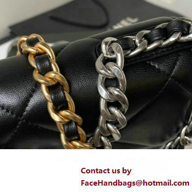 Chanel 19 Shiny Lambskin Wallet On Chain WOC Bag AP3267 Black/Silver 2023