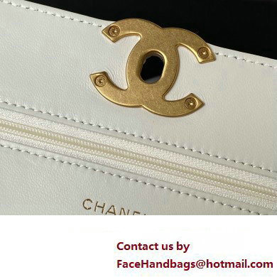 Chanel 19 Shiny Lambskin Wallet On Chain WOC Bag AP3267 White/Gold 2023