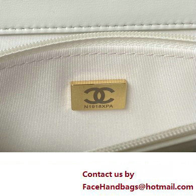 Chanel 19 Shiny Lambskin Wallet On Chain WOC Bag AP3267 White/Gold 2023