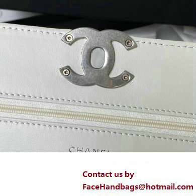 Chanel 19 Shiny Lambskin Wallet On Chain WOC Bag AP3267 White/Silver 2023