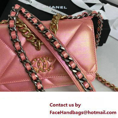 Chanel 19 Shiny Lambskin Wallet On Chain WOC Bag AP3267 pink 2023