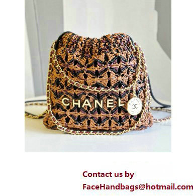 Chanel 22 Mini Handbag in Calfskin Macrame AS3980 brown 2023 - Click Image to Close