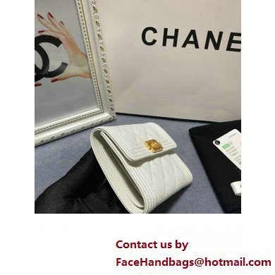 Chanel Boy Small Flap Wallet AP2090 in Grained Calfskin White/Gold