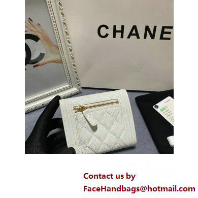 Chanel Boy Small Flap Wallet AP2090 in Grained Calfskin White/Gold