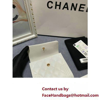 Chanel Boy Small Flap Wallet AP2090 in Grained Calfskin White/Gold