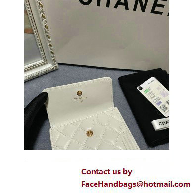 Chanel Boy Small Flap Wallet AP2090 in Lambskin White/Gold