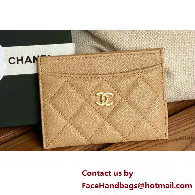 Chanel Classic Card Holder AP0213 in Grained Calfskin Beige