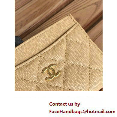 Chanel Classic Card Holder AP0213 in Grained Calfskin Beige