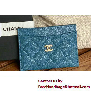 Chanel Classic Card Holder AP0213 in Grained Calfskin Blue