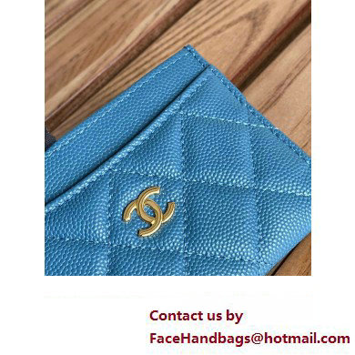 Chanel Classic Card Holder AP0213 in Grained Calfskin Blue