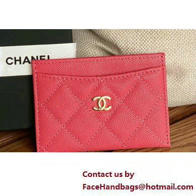 Chanel Classic Card Holder AP0213 in Grained Calfskin Coral Pink