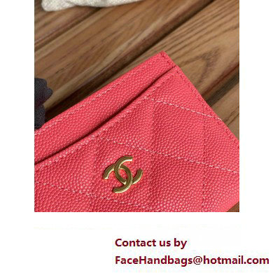 Chanel Classic Card Holder AP0213 in Grained Calfskin Coral Pink