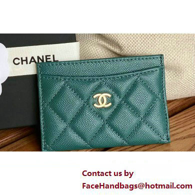 Chanel Classic Card Holder AP0213 in Grained Calfskin Green