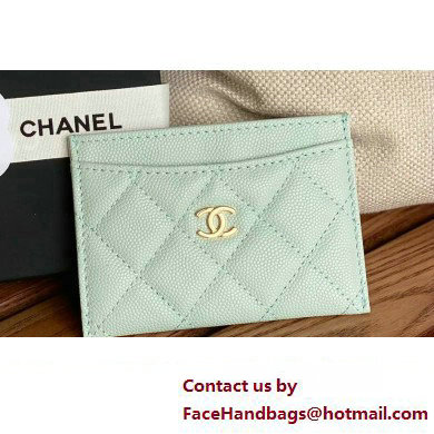 Chanel Classic Card Holder AP0213 in Grained Calfskin Pale Green