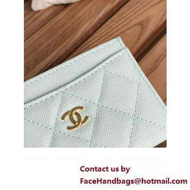 Chanel Classic Card Holder AP0213 in Grained Calfskin Pale Green