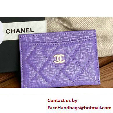 Chanel Classic Card Holder AP0213 in Grained Calfskin Purple - Click Image to Close