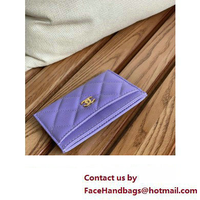 Chanel Classic Card Holder AP0213 in Grained Calfskin Purple