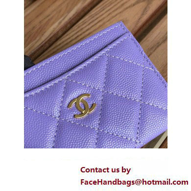 Chanel Classic Card Holder AP0213 in Grained Calfskin Purple