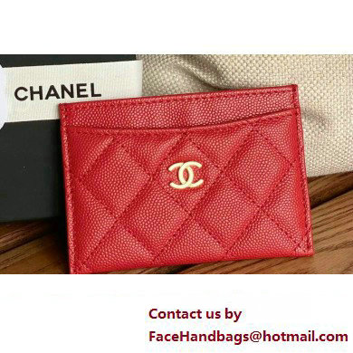 Chanel Classic Card Holder AP0213 in Grained Calfskin Red