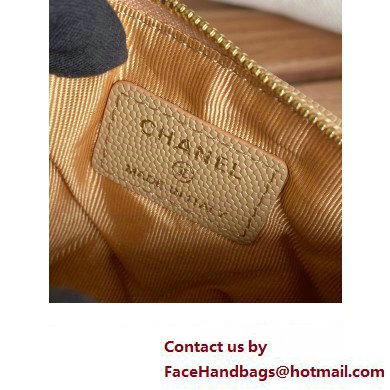 Chanel Classic Mini Pouch in Grained Shiny Calfskin A82365 beige with gold hardware 2022