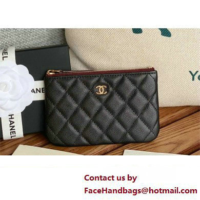 Chanel Classic Mini Pouch in Grained Shiny Calfskin A82365 black with gold hardware 2022