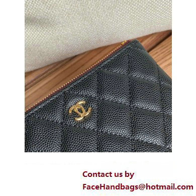 Chanel Classic Mini Pouch in Grained Shiny Calfskin A82365 black with gold hardware 2022