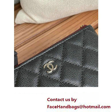 Chanel Classic Mini Pouch in Grained Shiny Calfskin A82365 black with silver hardware 2022