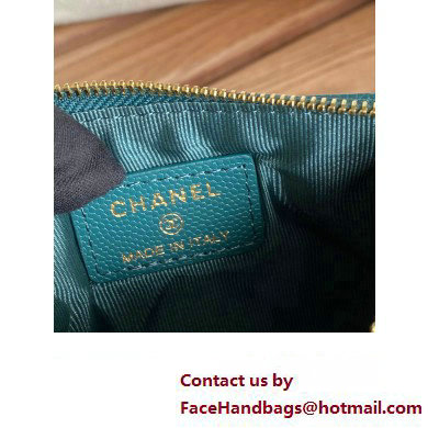 Chanel Classic Mini Pouch in Grained Shiny Calfskin A82365 dark green with gold hardware 2022