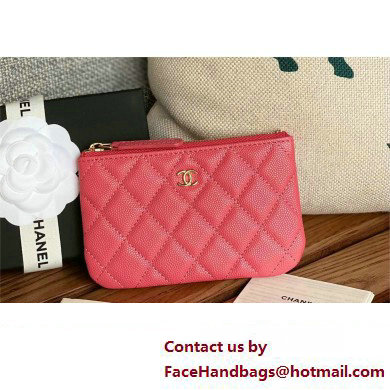 Chanel Classic Mini Pouch in Grained Shiny Calfskin A82365 fuchsia with gold hardware 2022