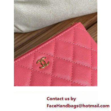 Chanel Classic Mini Pouch in Grained Shiny Calfskin A82365 fuchsia with gold hardware 2022