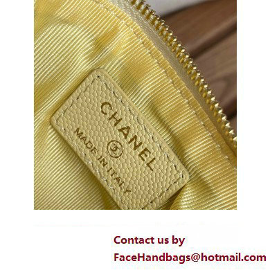 Chanel Classic Mini Pouch in Grained Shiny Calfskin A82365 pale yellow with gold hardware 2022