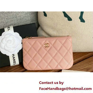 Chanel Classic Mini Pouch in Grained Shiny Calfskin A82365 pink with gold hardware 2022 - Click Image to Close