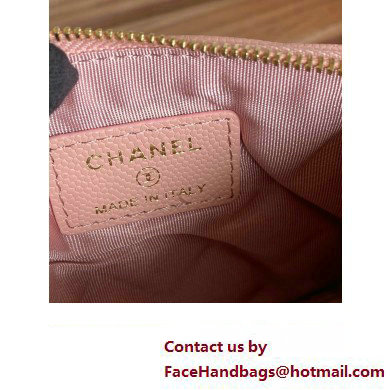 Chanel Classic Mini Pouch in Grained Shiny Calfskin A82365 pink with gold hardware 2022