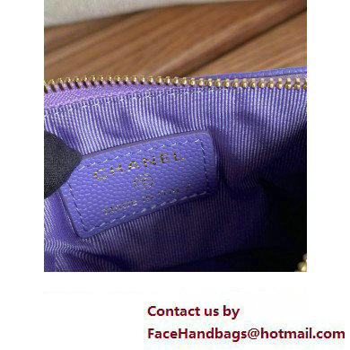 Chanel Classic Mini Pouch in Grained Shiny Calfskin A82365 purple with gold hardware 2022