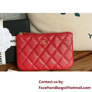 Chanel Classic Mini Pouch in Grained Shiny Calfskin A82365 red with gold hardware 2022 - Click Image to Close