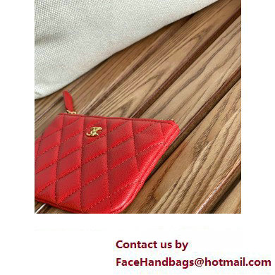 Chanel Classic Mini Pouch in Grained Shiny Calfskin A82365 red with gold hardware 2022