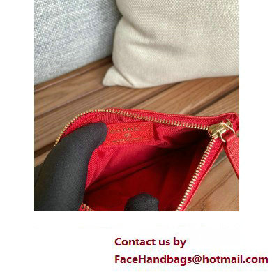 Chanel Classic Mini Pouch in Grained Shiny Calfskin A82365 red with gold hardware 2022