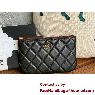 Chanel Classic Mini Pouch in sheepskin A82365 black with gold hardware 2022