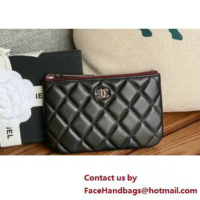 Chanel Classic Mini Pouch in sheepskin A82365 black with silver hardware 2022