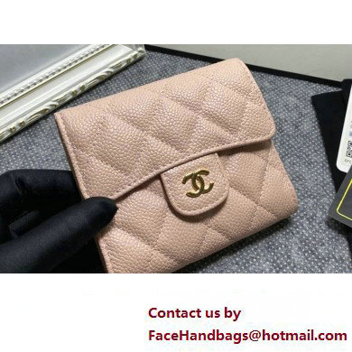 Chanel Classic Small Flap Wallet AP0231 in Grained Calfskin Beige/Gold