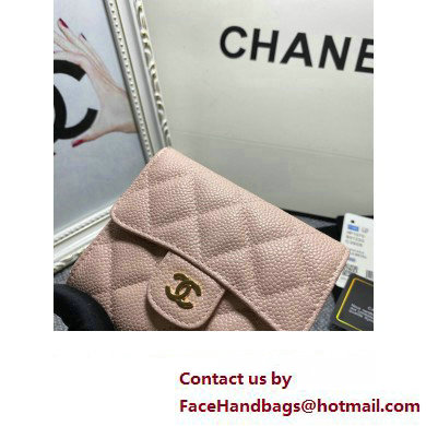 Chanel Classic Small Flap Wallet AP0231 in Grained Calfskin Beige/Gold