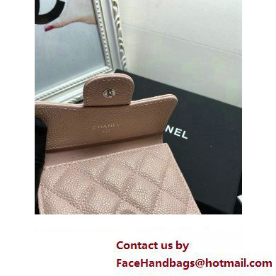 Chanel Classic Small Flap Wallet AP0231 in Grained Calfskin Beige/Silver