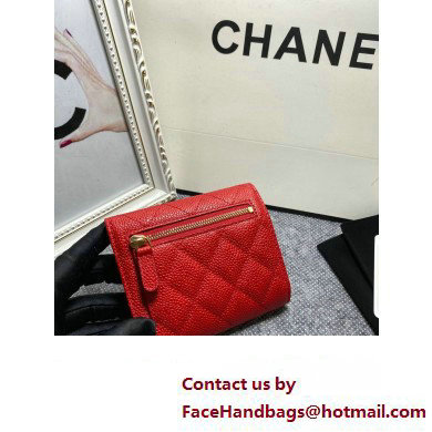 Chanel Classic Small Flap Wallet AP0231 in Grained Calfskin Red/Gold