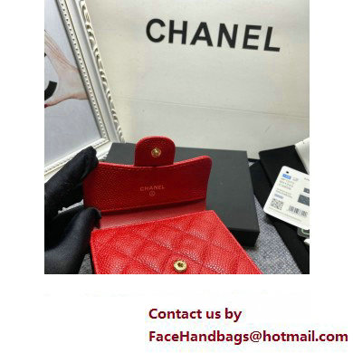 Chanel Classic Small Flap Wallet AP0231 in Grained Calfskin Red/Gold