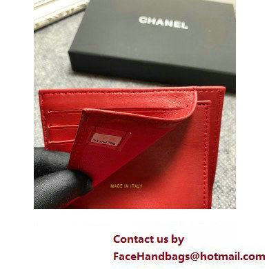 Chanel Classic Small Flap Wallet AP0231 in Grained Calfskin Red/Gold